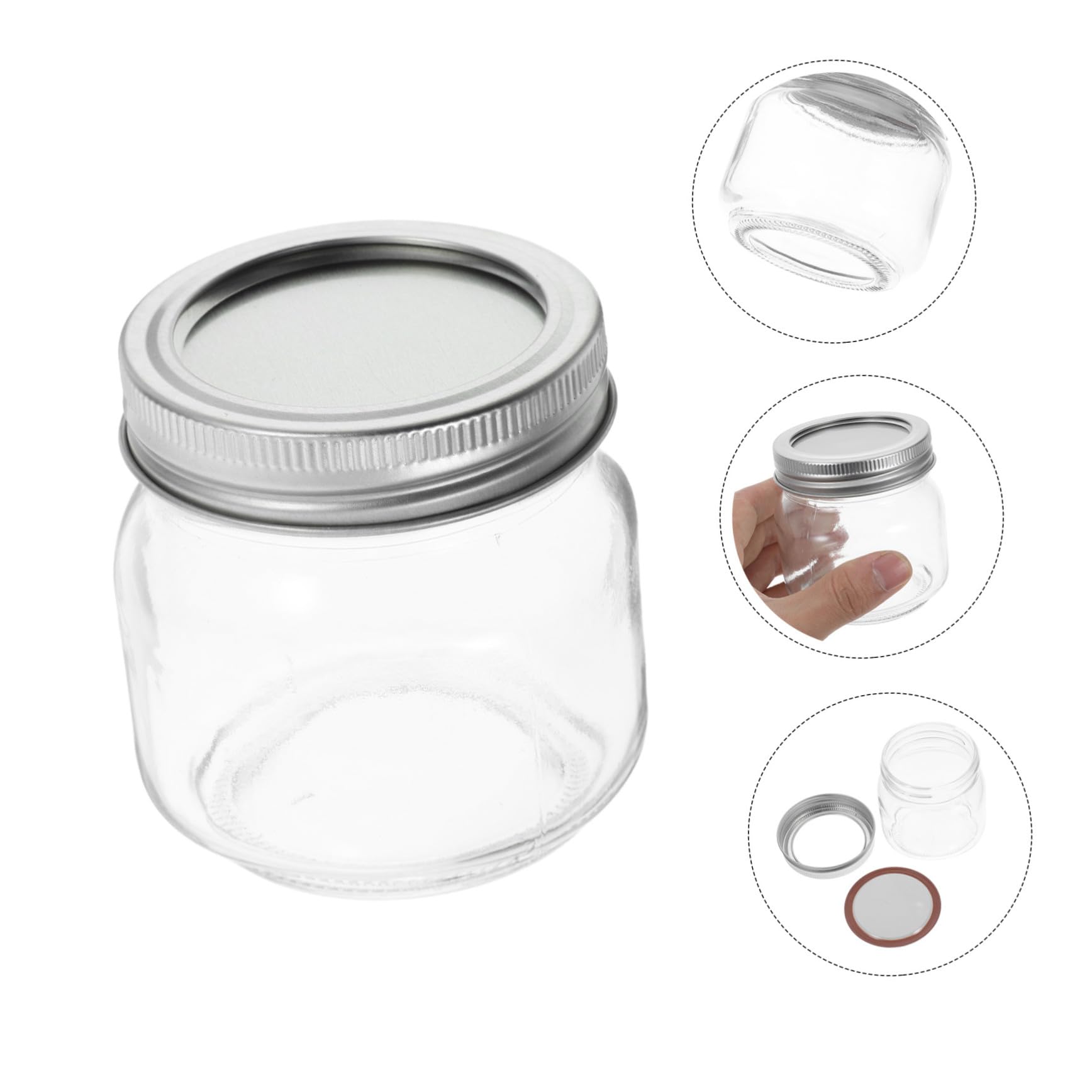 Cabilock 6stücke Luftdichte Aufbewahrungs-gläser mit Deckel Kleine Einmachgläser aus Glas Transparent mit Luftdichtem Verschluss für Salate Gelees und Mehr