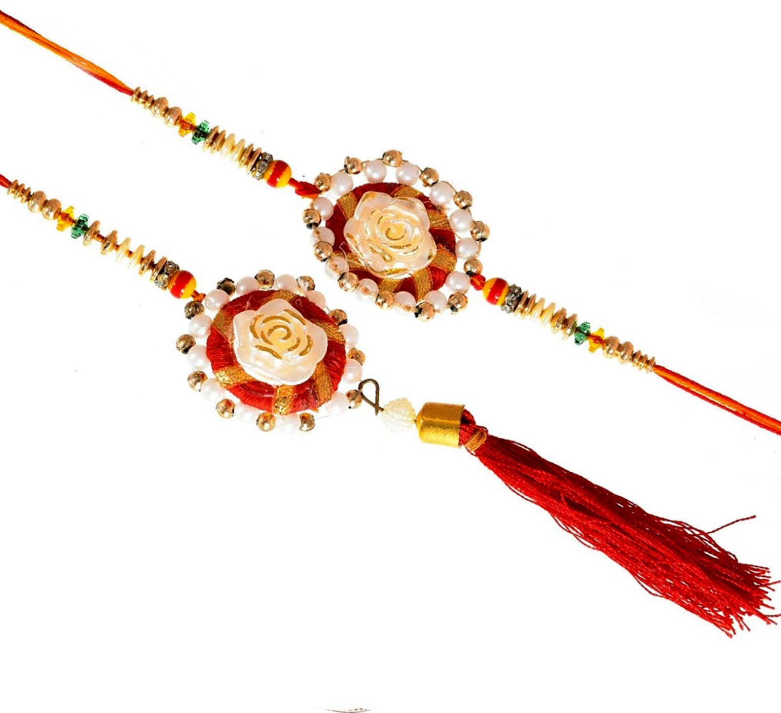 Kundan Meena Bhaiya bhabhi Rakhi Raksha Bandhan Gift Band Moli Bracelet Designer Rakhi for Bhaiya Brother Sister in law Bhabhi Lumba Rakhi with Roli Tilak Pack-image-28
