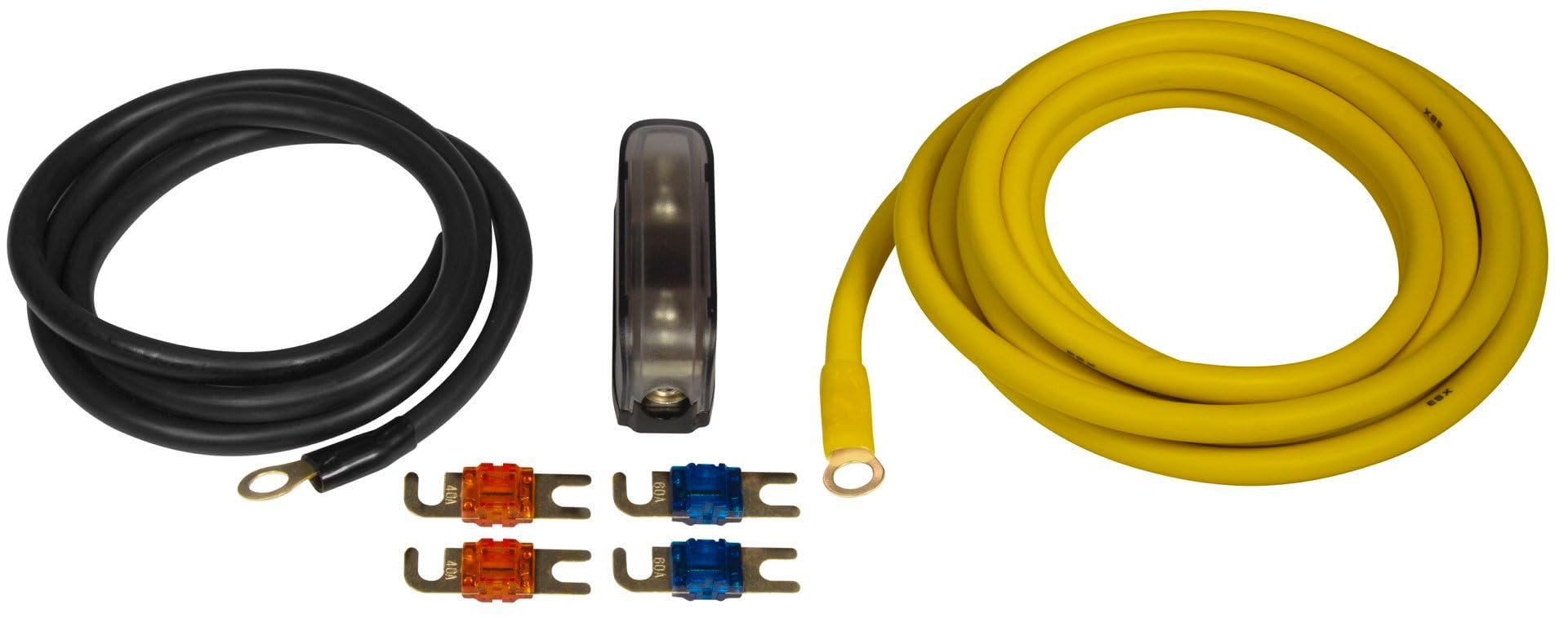 ESX DWK 10 - zestaw kabli PEŁNA MIEDŹ 10 mm² z bezpiecznikiem Mini-ANL | 5 m