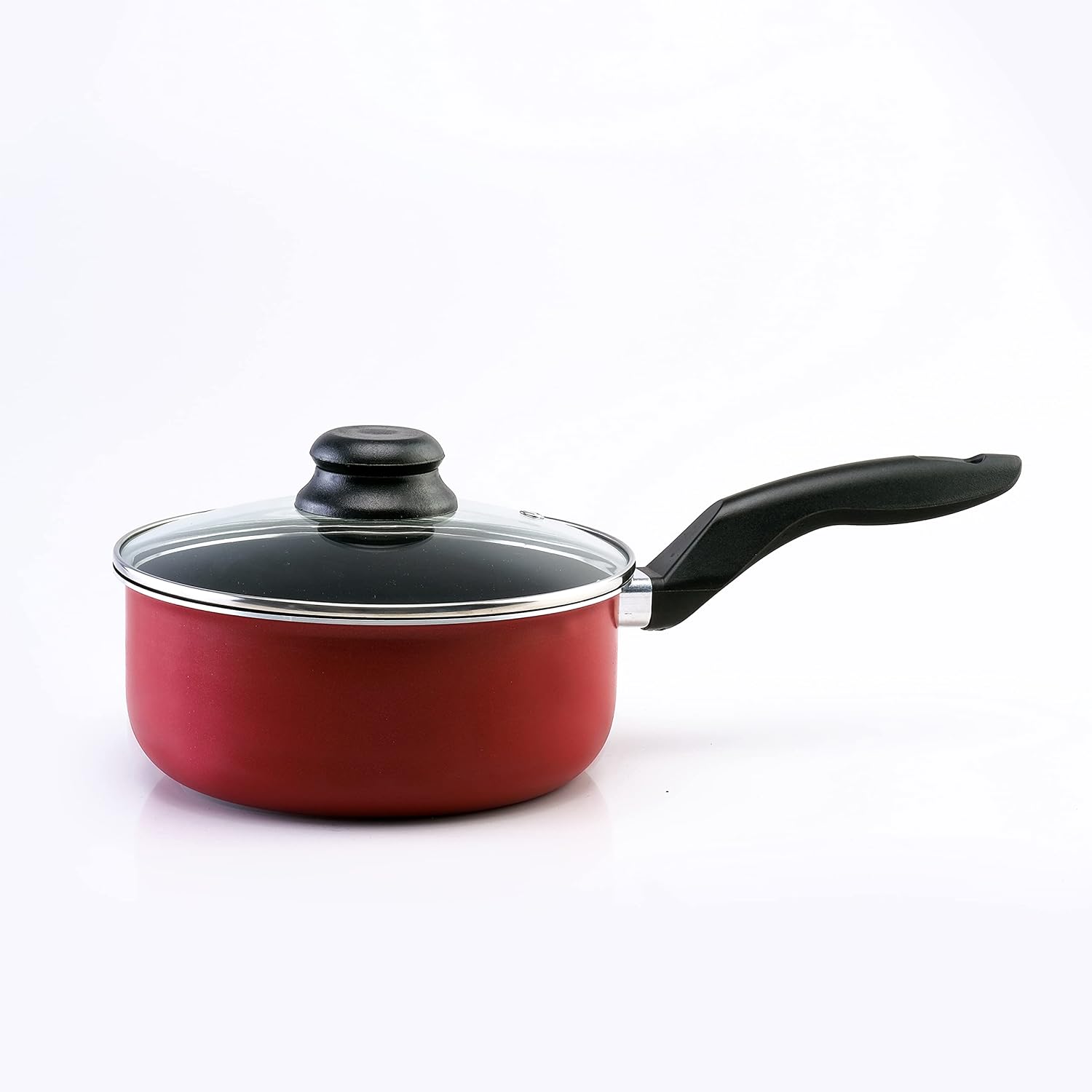 Panela 18cm Antiaderente Vermelho com preto com Tampa de Vid... - imagem principal do produto