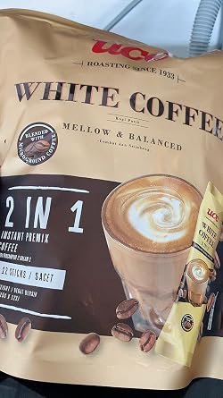 UCCWhite Instant Coffee Mix Healthy Roasted Delicious Mellow Intense 2 in 1 Snack 300 grams (12 Sachets) Set 10 By Beautygoodshop [Get Free For You Beauty Gifts]