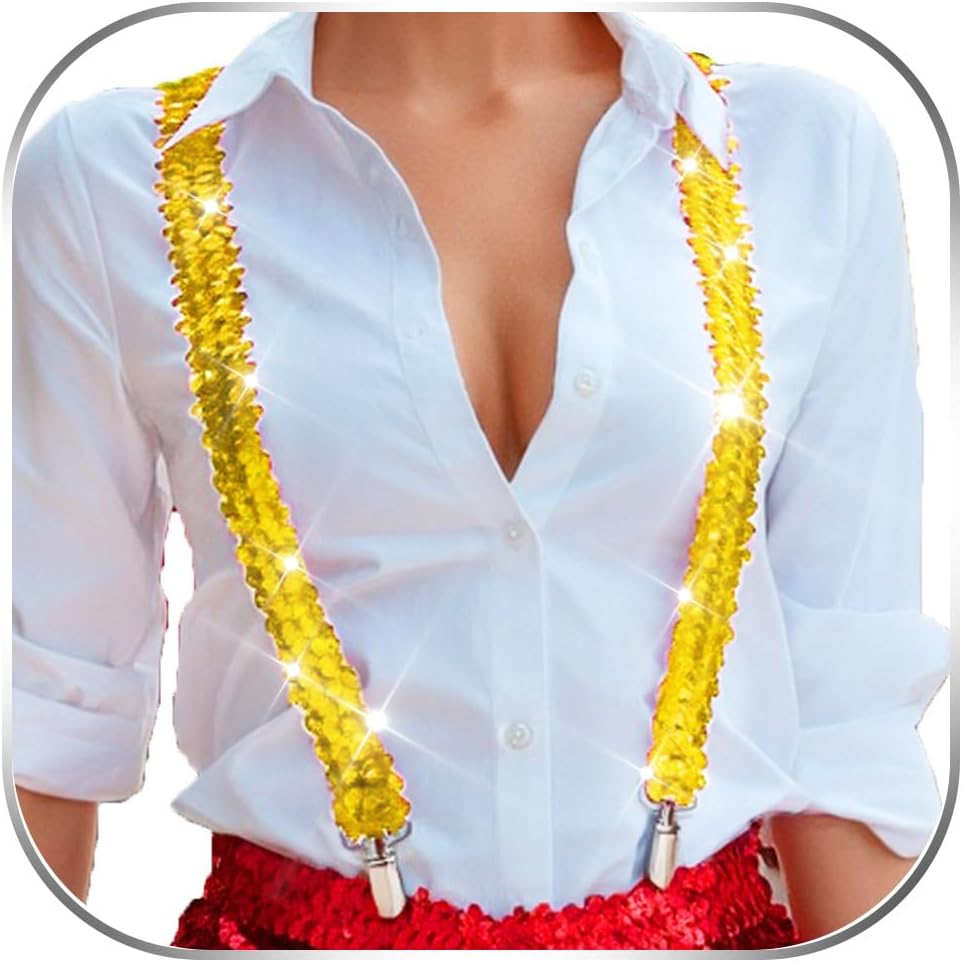 New Year Sequin Suspenders Fashion Suspender Costume Accessories for Men and Women