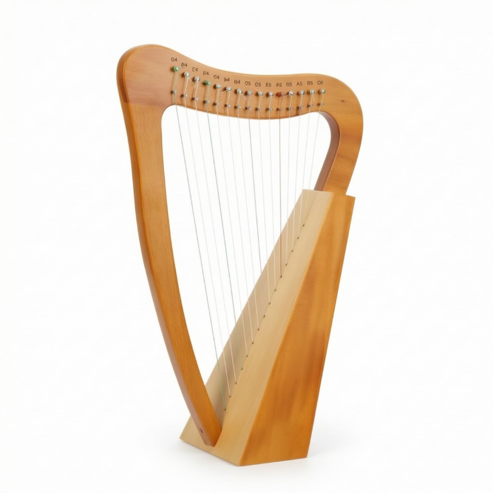 Arpa Lira con Chiave di Accordatura Compatta Arpa Lira Leggera Strumento Musicale per Studenti, 15弦【云杉木】原木色, 59X37 Cm
