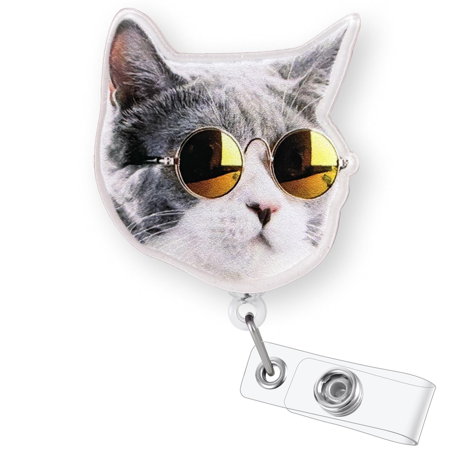 Funny Cat Meme Badge Reel Retractable for Nurse Nursing RN CNA LPN Medical Worker & Office Staff, Cute Vet Tech Gifts, Cat ID Name Badge Holder with Alligator Clip & 24” Durable Nylon Cord | Acrylic