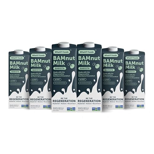 BamNut Milk Barista Leche a base de plantas extra cremosa y sin azúcar 2.5 veces más proteína que la leche de avena y almendras, vegana, sin