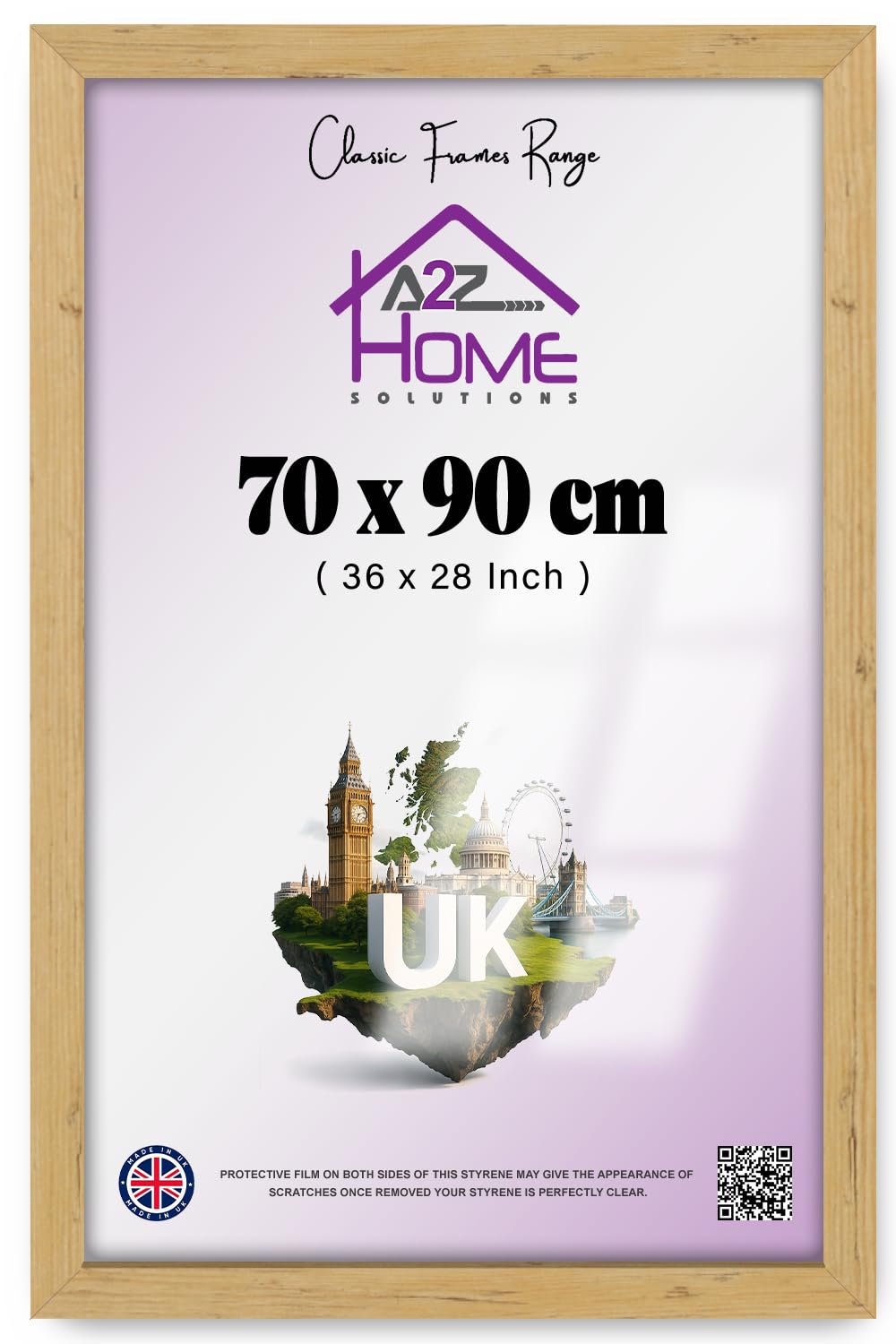 A2Z Home Solutions — Premium (70 X 90 CM) Poster Frame | Versatile Display For Paintings And Photos In Vertical Or Horizontal Orientation For Home And Gallery Use — (36 X 28 Inch Pine)