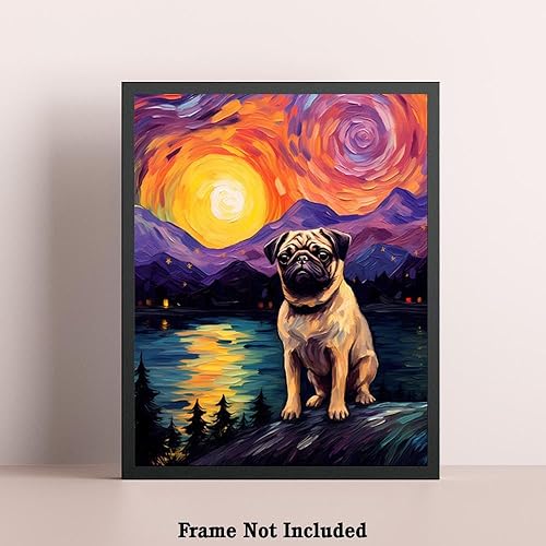 Miniatura 5 de Bestbuddy Pet 8 x 10 sin marco noche estrellada perro perro mascota familia amigo paz pintura al óleo impresión arte póster decoración de pared AP147