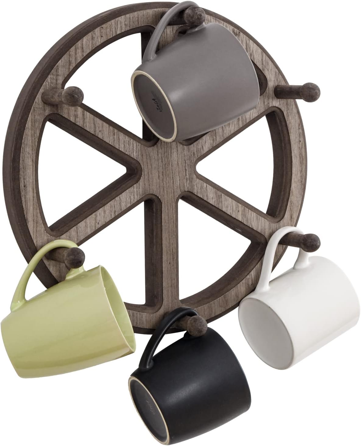 MyGift Wall Mounted Coffee Mug Holder Rack with Helm Shaped