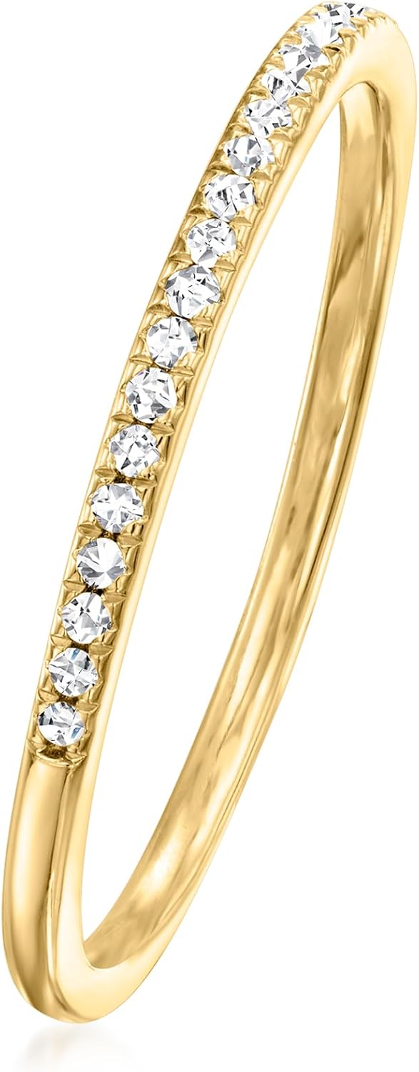 Ross-Simons 0.10 ct. t.w. Diamond Ring in 18kt Gold Over Sterling