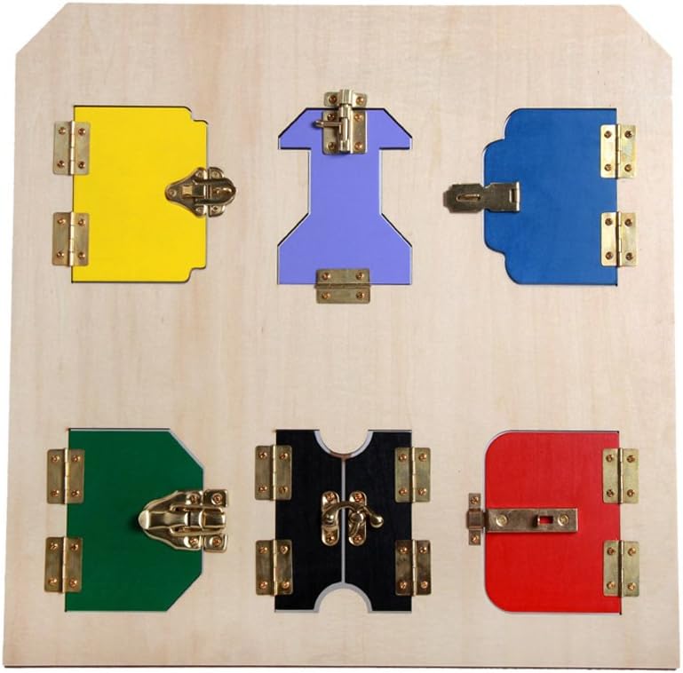 Yoovi Wooden Montessori Practical Life Material Doors Locks and latches Activity Board Busy Board for Toddlers