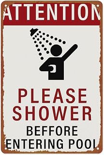 Please Shower Before Entering Pool Aluminum Metal Sign Posters 8x12 Inch For Living Room Bedroom Bathroom Decoration