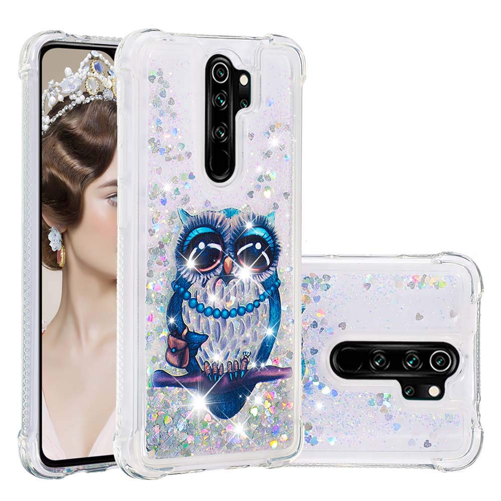 Asdsinfor Xiaomi Redmi Note 8 Pro Case Fashion Shiny Transparent Soft TPU Creative Cartoon Cute Quicksand with Shiny Flowing Liquid Cover for Xiaomi Redmi Note 8 Pro Gary Owl YB-LS