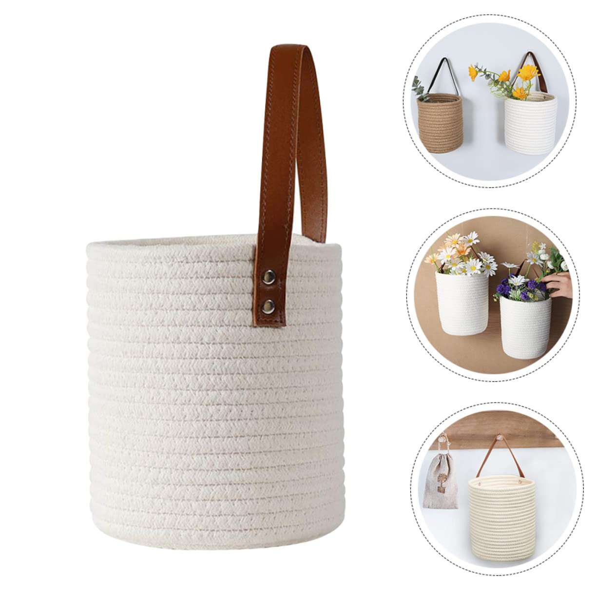 Cabilock 2 Cestini Portaoggetti In Cotone E Lino Da Appendere | 12x8x13 Cm, Organizer Multifunzione Per Casa, Scrivania, Bagno