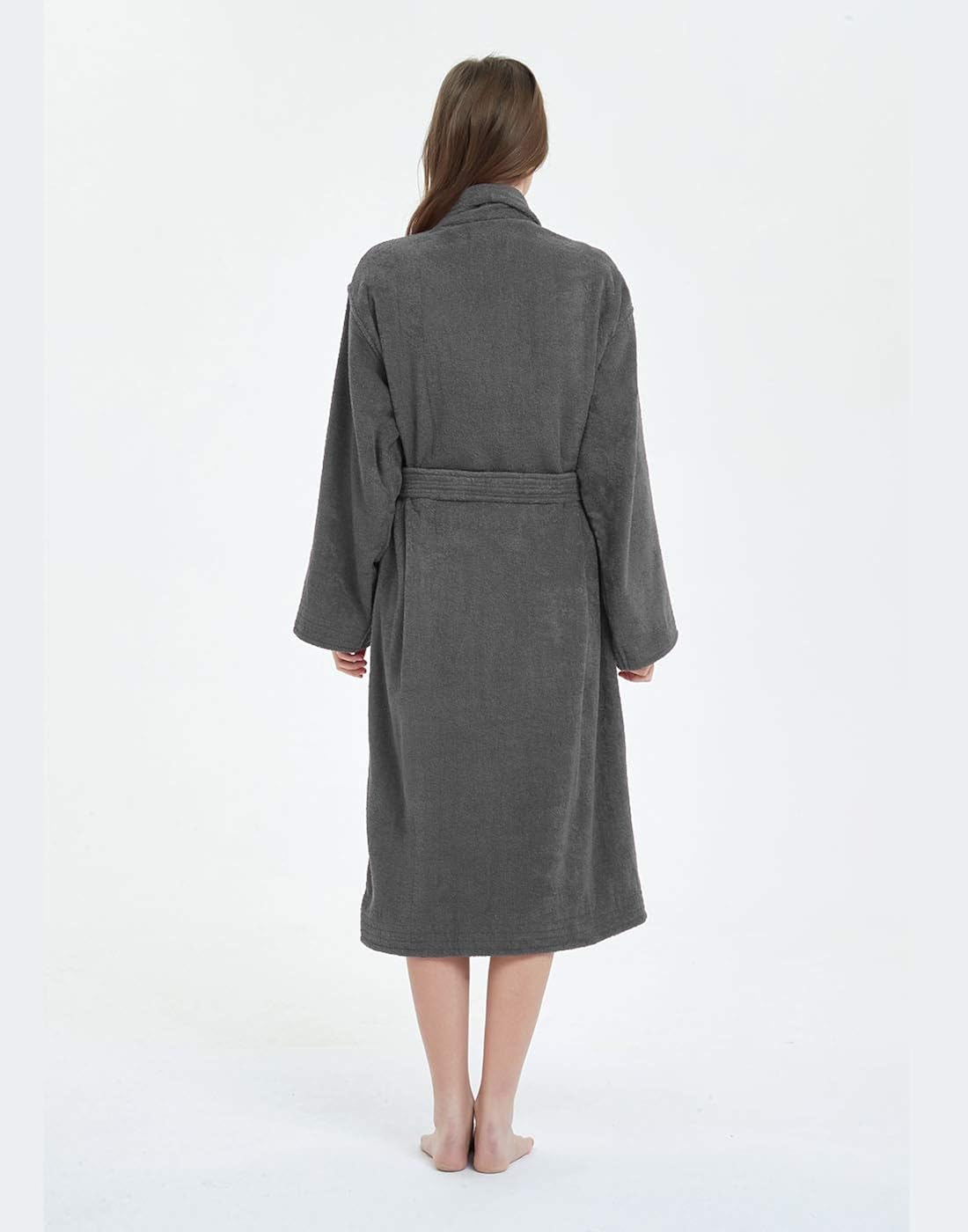 MARQUESS 100% Cotton Terry Hotel Bath Robe, Both Men and Women,Thick & Warm Home Bathrobe with Large Shawl Collar, One Size Fits All (Charcoal) at  Men’s Clothing store