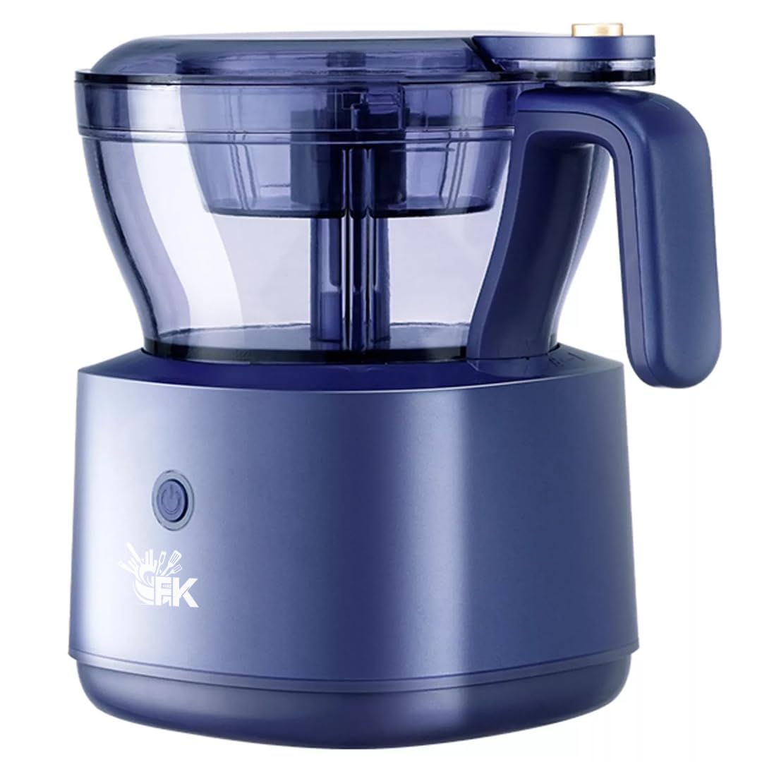 FOREVERKITCHEN Portable Food Processor Grinder with 4 Different Blades | Multipurpose Mixer Grinder with 2 Bowl | 88W High Speed Motor (Battery Operated) - Blue-image-7