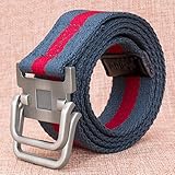 :3.6Cm ancho LLZZPPD Cinturón De Lona Hebilla De Lazo Doble Cinturón De Lona Hombres Y Mujeres Cinturón Joven Estudiante Salvaje De, Gris, 110Cm