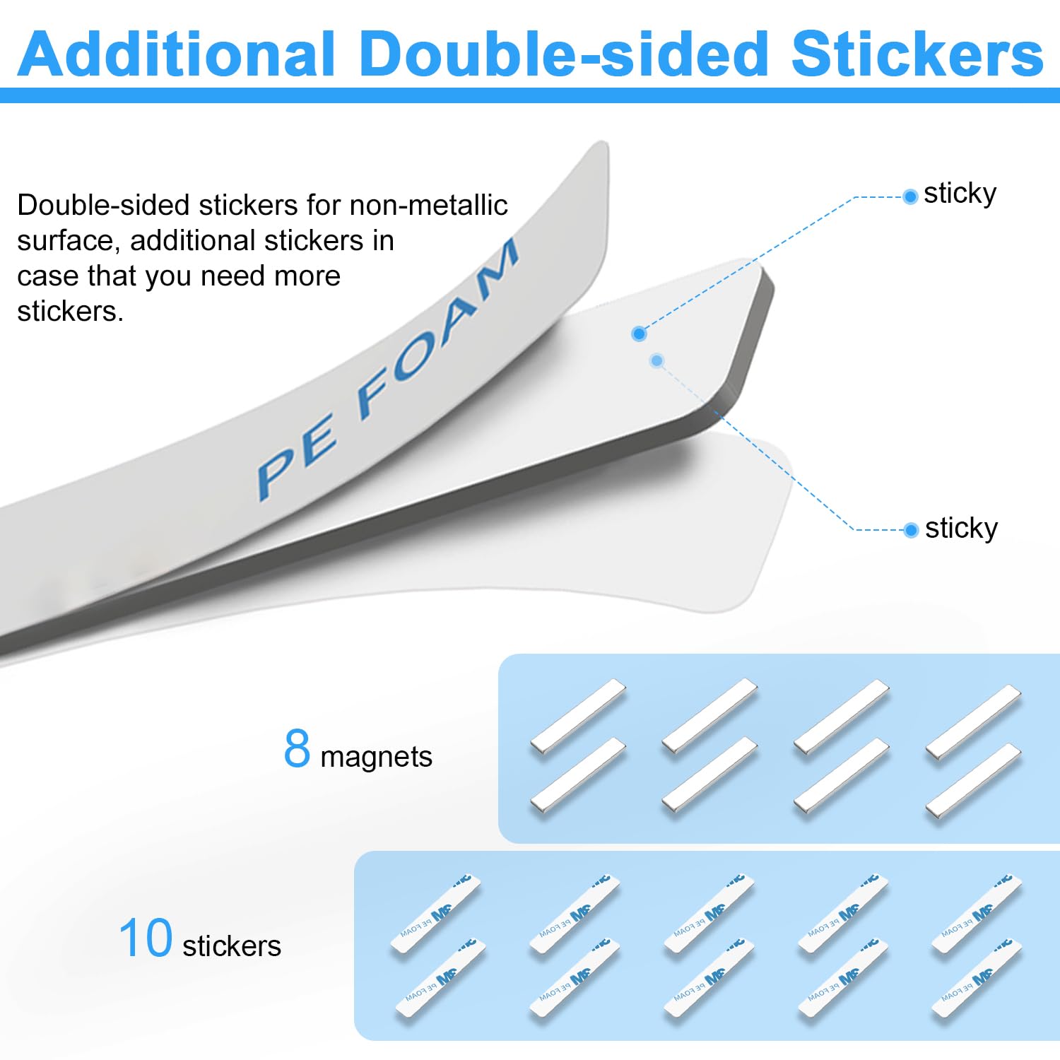 Rare Earth Neodymium Magnets with Double Sided Adhesive, 60x10x3 mm, 8 Pack — Amazon image 3