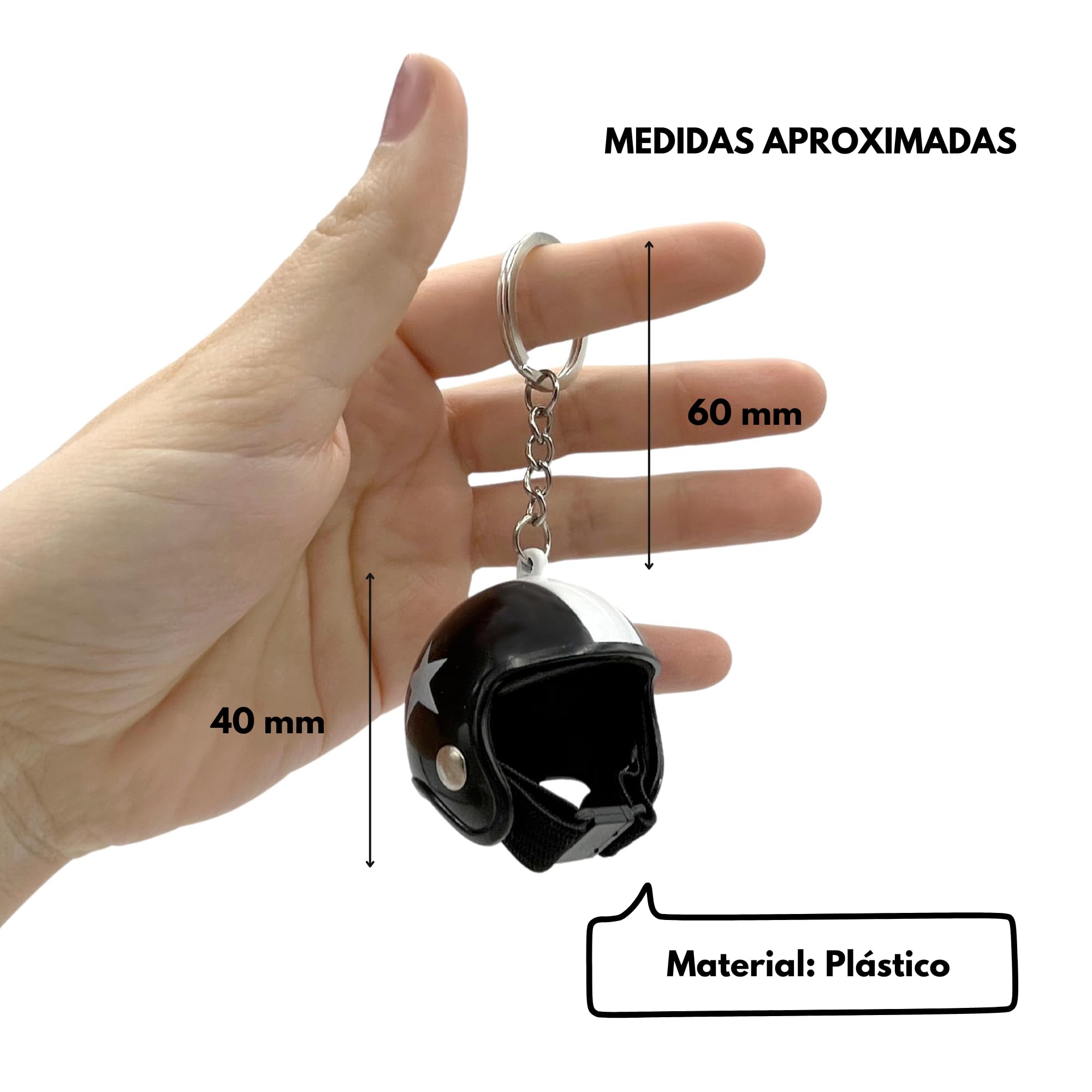 Llavero casco de Moto, Motorcycle Helmet Keychain, Negro, 1 Unidad - imagen 4