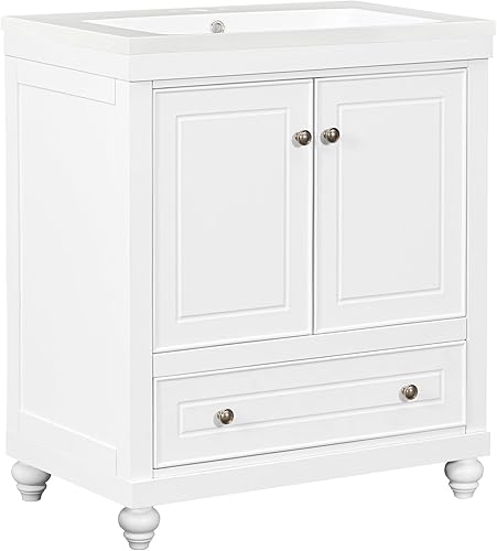 Miniatura 5 de Bellemave Tocador de baño de 30 pulgadas con lavabo de cerámica gabinete combinado debajo del fregadero armario de almacenamiento de baño con 2