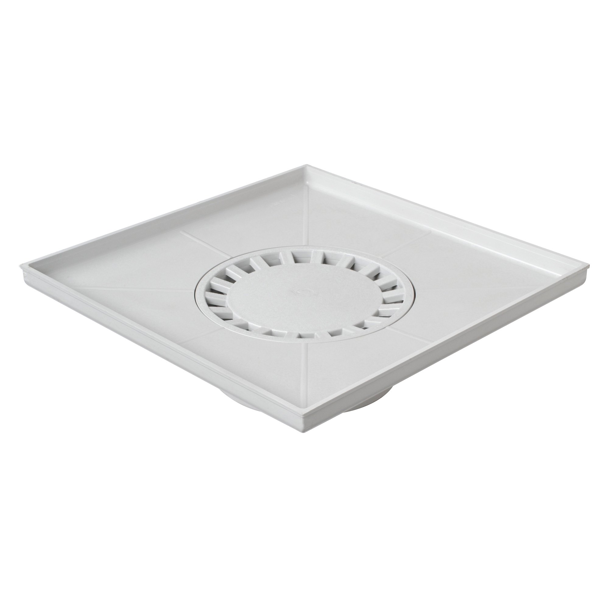 First Plast - Siphon de sol PVC 400x400 mm - Receveur siphonné PVC 400x400mm sortie verticale - Gris
