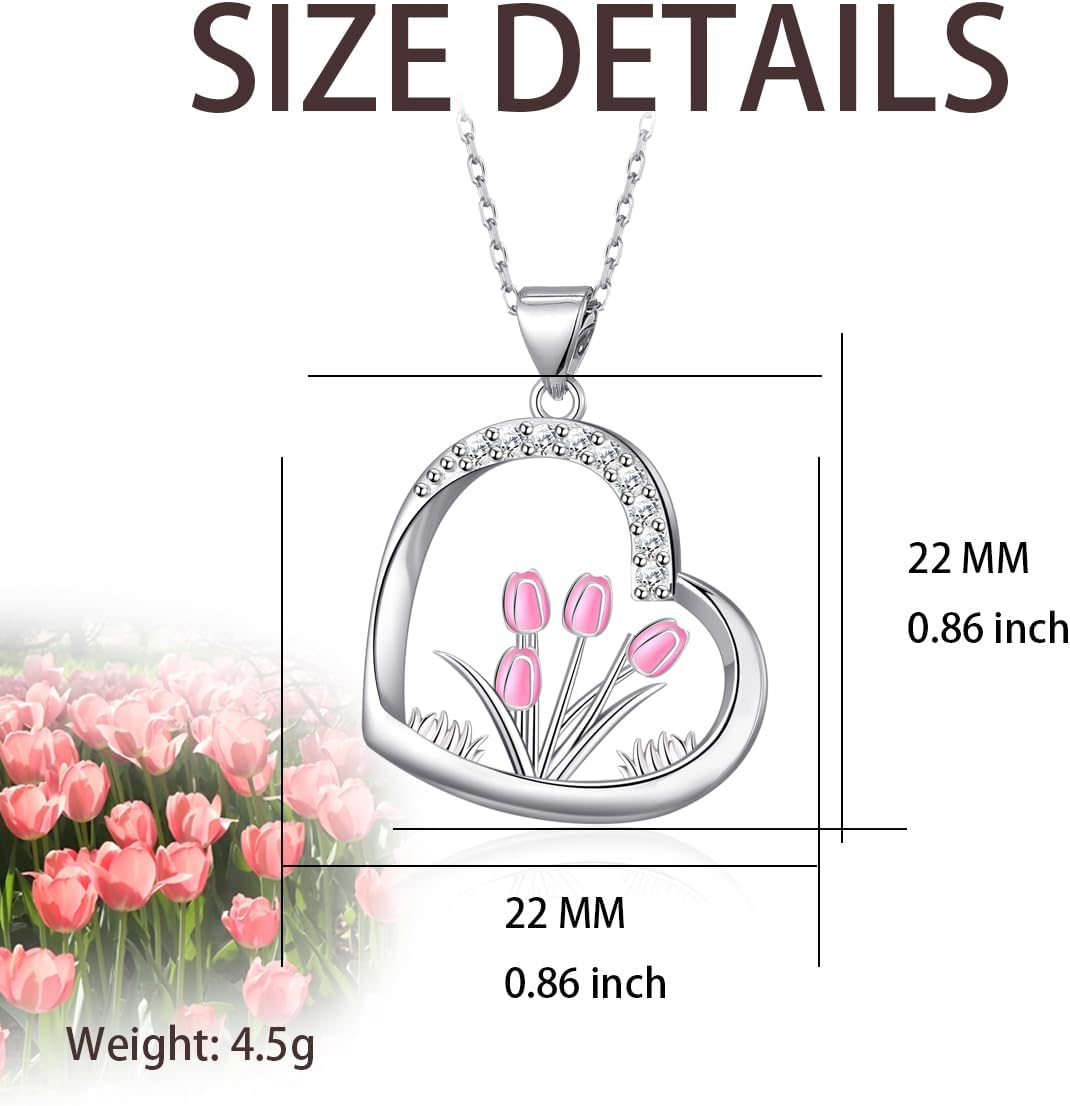 Flower Necklace Tulip/Sunflower/Daisy/Bee Pendant Necklaces Jewelry for Women Mom Gifts - Image 3