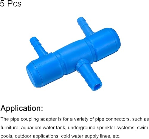 Miniatura 3 de uxcell 5 unids 0.315 in a 0.217 in 2 vías línea de aire tubo divisor conector pecera tanque oxígeno tubo aire adaptador para acuario, azul