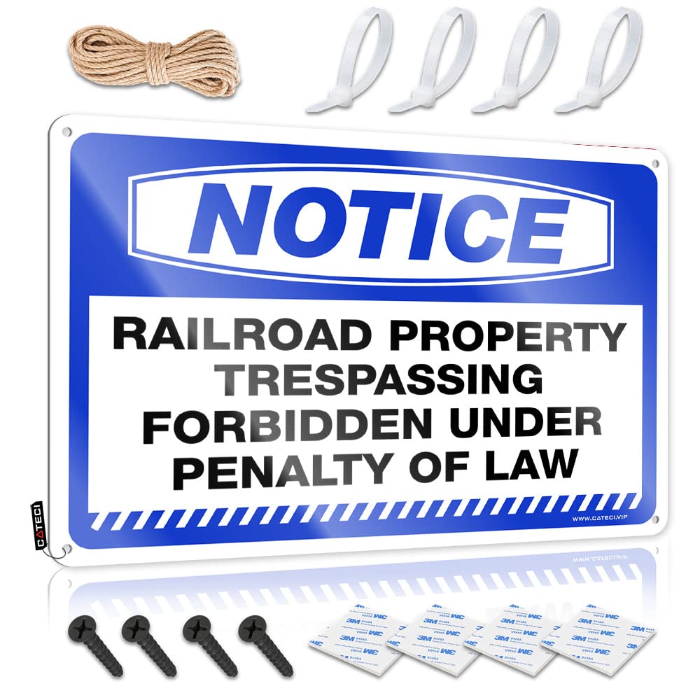 HELIOFORGE Bro Cave Sign Notice Railroad Property Trespassing Forbidden Tin Sign Funny Door Signs Vintage Tin Signs Funny(20X30CM)