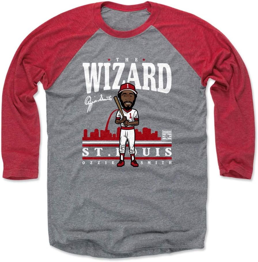 500 LEVEL Ozzie Smith 3/4 Sleeve Raglan T-Shirt - Ozzie Smith Toon