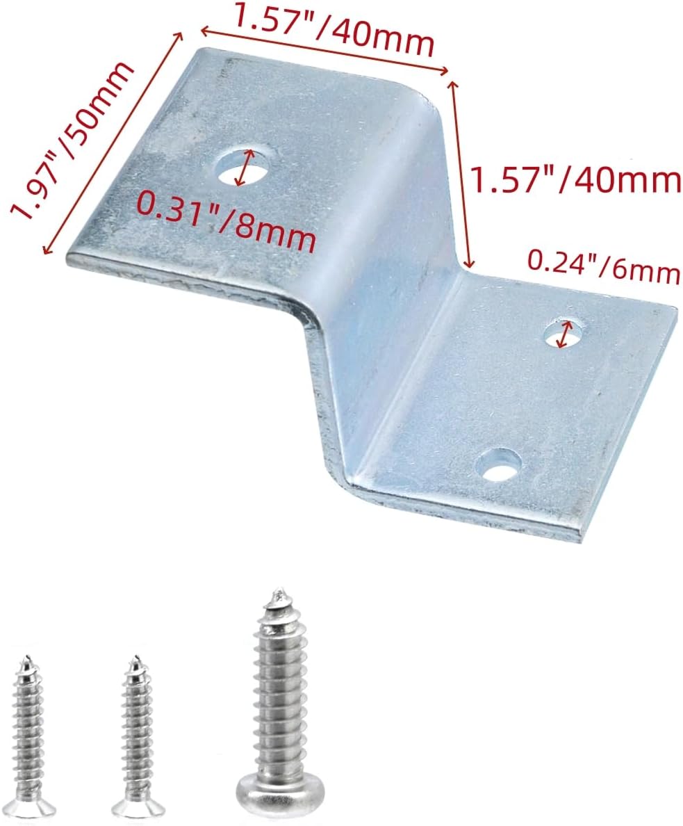 MY MIRONEY 4 PCS Silver Z Brackets, Heavy Duty Z Shape Right Angle Corner Braces Double Channel Profile Support Brackets for Shelf Fixing Connector(1.57" Height)