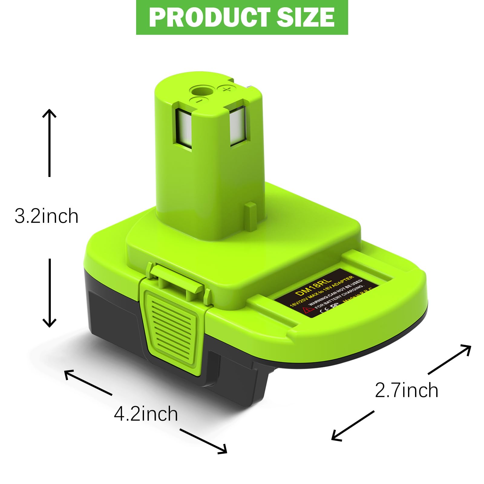 Adaptador DM18RL YNDZ para adaptador de batería DeWalt a Ryobi, conversión para batería de litio DeWalt de 20 V a batería Ryobi P107 P108 de 18 V con carga USB de 5 V 2.1 A máx