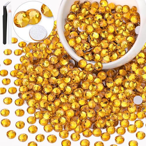 Image of 600PCS SS30 /6mm Crystal Glass Rhinestones for Bedazzling (Topaz) | Flatback Rhinestones for Crafting DIY Nail Art Makeup Decoration, Gems Diomand Charms for Tumbler Shoes Clothing Mug