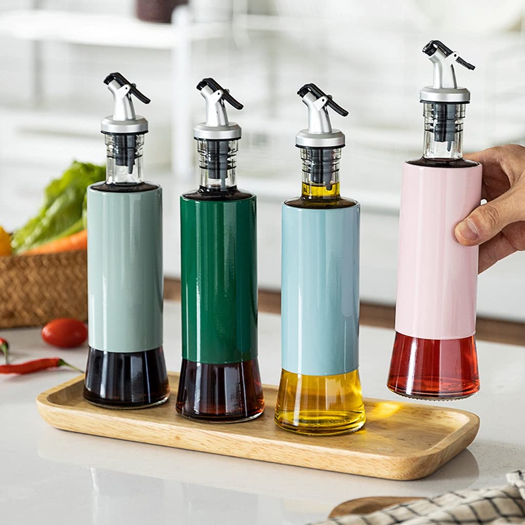 Botes Especias Aceite de vidrio y dispensador de vinagre, aderezo de ensalada Cruet Botella de cristal Botellas de aceite de oliva Dispensador de aceite de vidrio Botella de aceite Coco Botella de ace