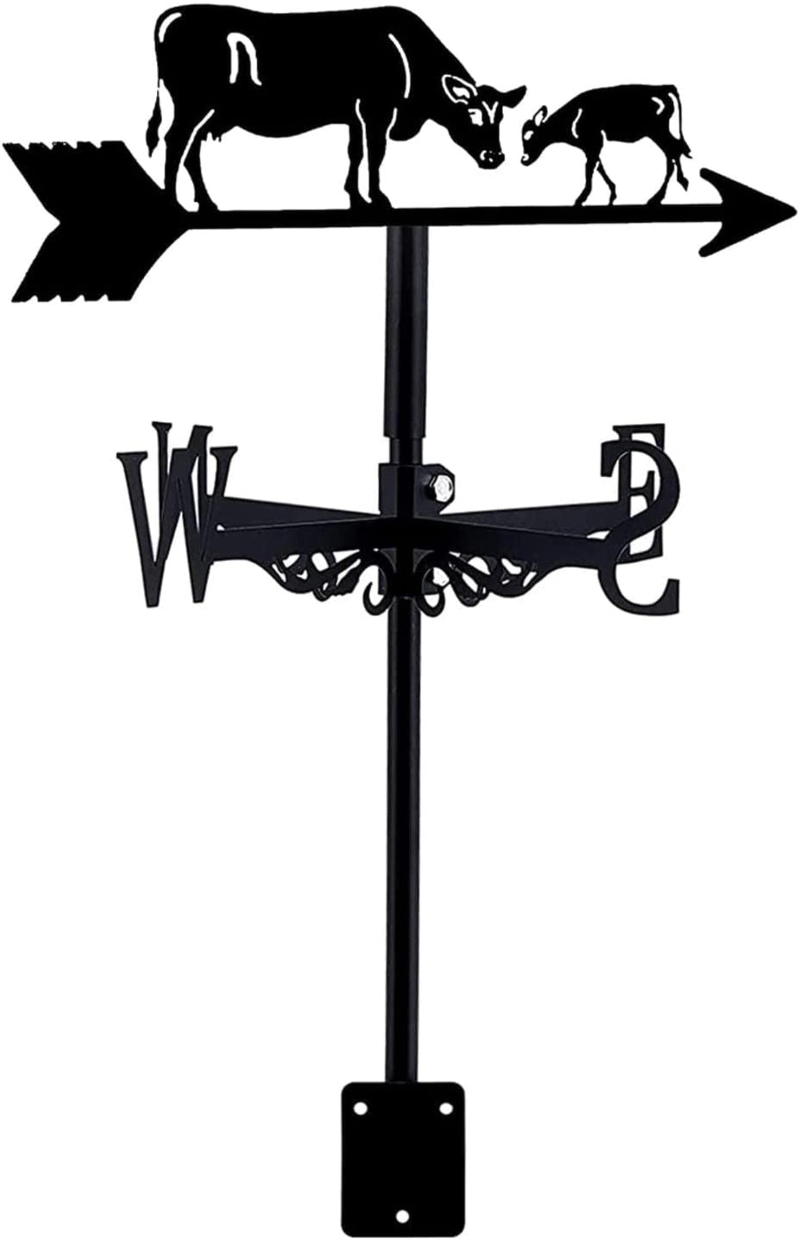 Simple and Strong Cow Rooftop Weathervane Wind Vane Steel Weathervane Roof Vane Measuring Tools Weather Vane Metal Animal Ornament Cow Wind Vane