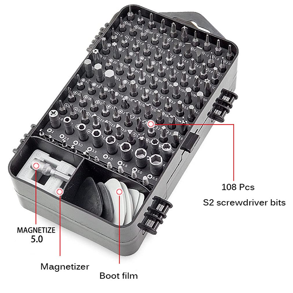 Juego de destornilladores 135 en 1, destornillador de precisión para electrónica, kit de herramientas de reparación magnética para teléfonos, computadoras, consolas de juegos y electrodomésticos