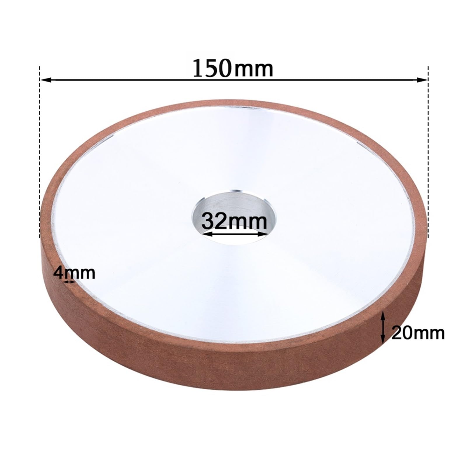 Muela de diamante de resina de 150 mm (grosor de 4 mm a 25 mm, apertura de 32 mm, 1 unidad)(150Grit 150x20mm)
