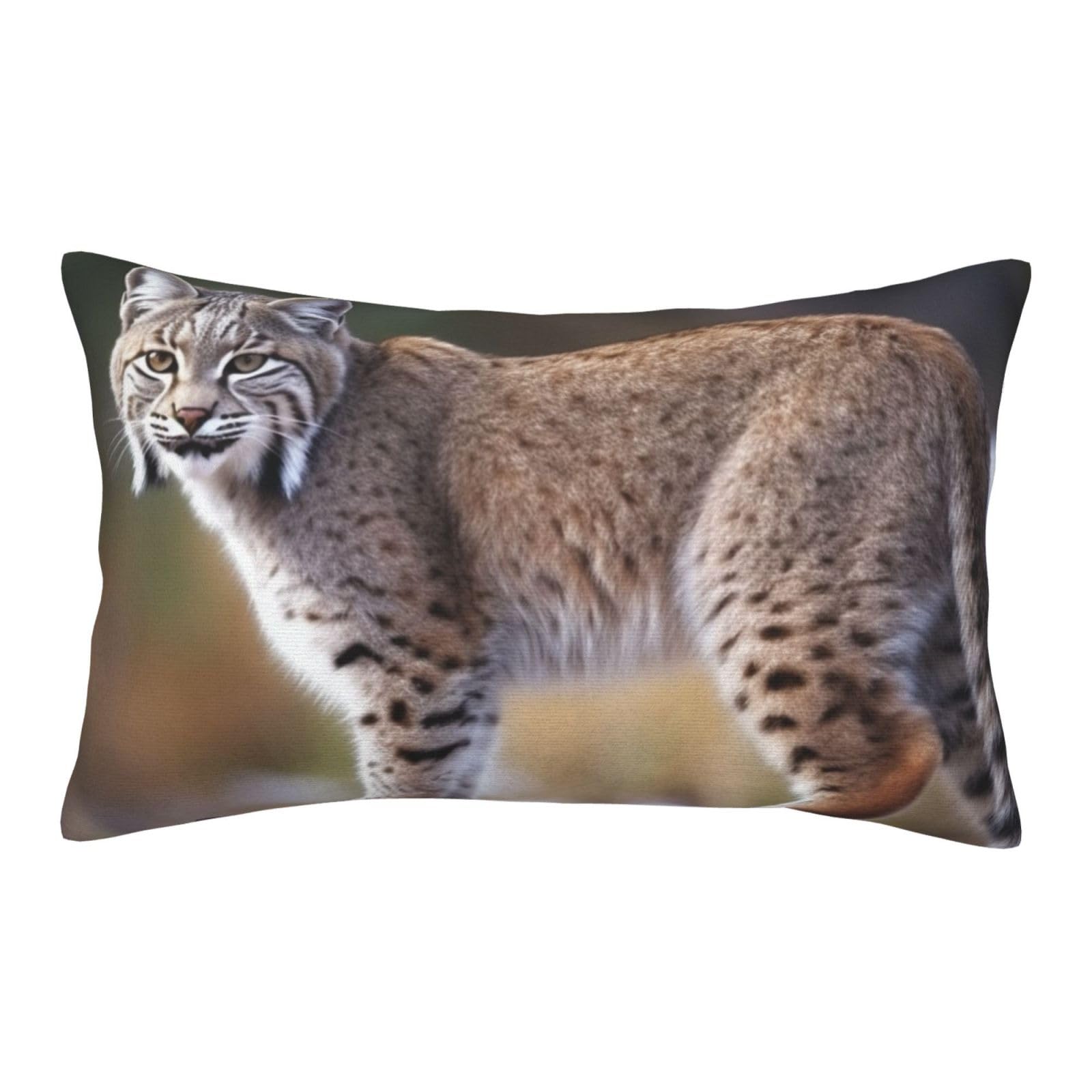 Velvet Pillowcases 14"x20" Ultra Soft Breathable Pillow Cases, Luxury Fuzzy Throw Pillow Covers with Zipper, Wild Bobcat Pillow Shams All Seasons Decorative Cushion Cases for Couch