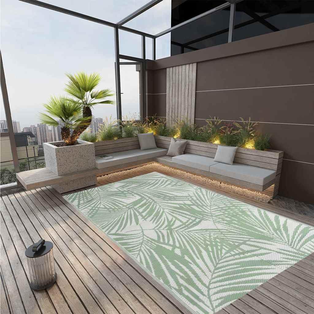 Outdoor-Teppich ARAKIL Grün 190x290 cm Polypropylen Gartenteppich Balkonteppich Terrassenteppich Campingdecke Picknickdecke für Garten Balkon und Poolbereich