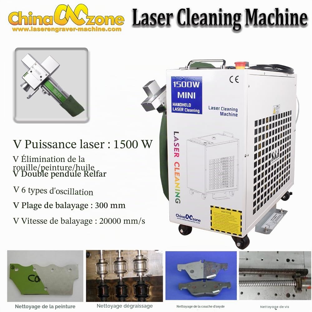 Main 1500W 2000w 3000w fibre laser machine de nettoyage, de la rouille, de l'huile, peinture, saleté, taches, enlèvement de revêtement, équipement de nettoyage laser (1500, Watts)