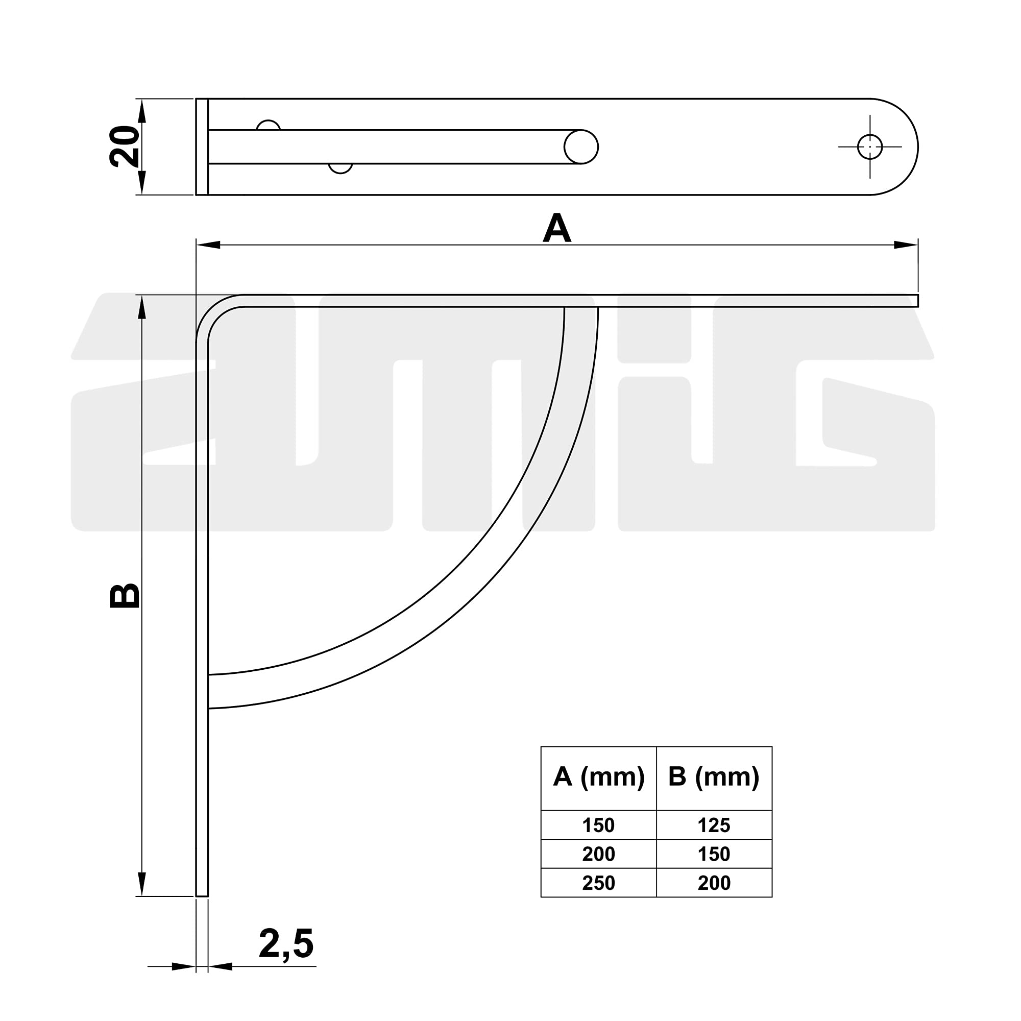 Amig 8844 Stand - Angle - Door - Square, White, 200 x 150 mm, Multicoloured - Image 2