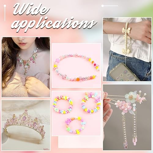 Miniatura 6 de PH PandaHall 15 estilos de cuentas rosas de 1.76 oz de cuentas acrílicas, 50 piezas de colgantes de vidrio, cuentas de flores y mariposas, cuentas