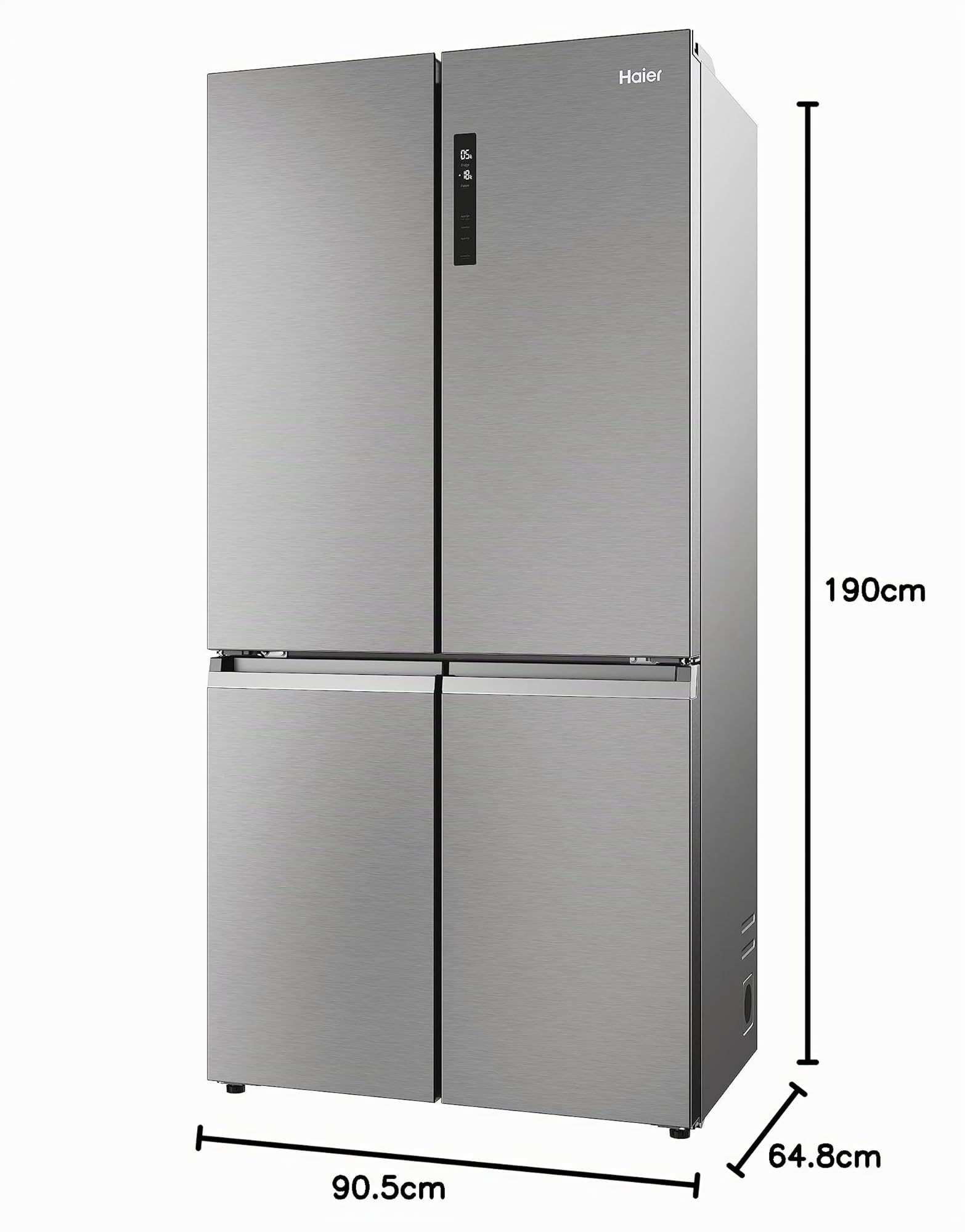 Haier Cube 90 Series 5 Frigorifero Multidoor 4 Porte 528 Litri, Total No Frost, Air Surround, MyZone, Humidity Zone, T-ABT, Inverter, Classe E, 190 x 90,8 x 64,8 cm, Platinum Inox HCR5919ENMP