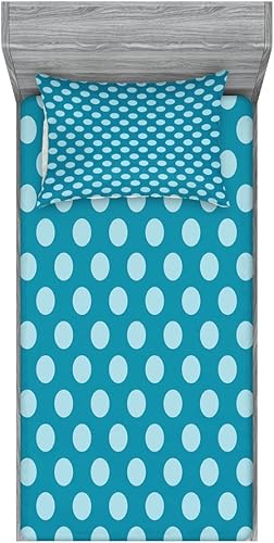 Miniatura 85 de Ambesonne Juego de sábanas bajeras y fundas de almohada de los años 90, patrón geométrico en estilo retro, formas redondas de triángulo de media