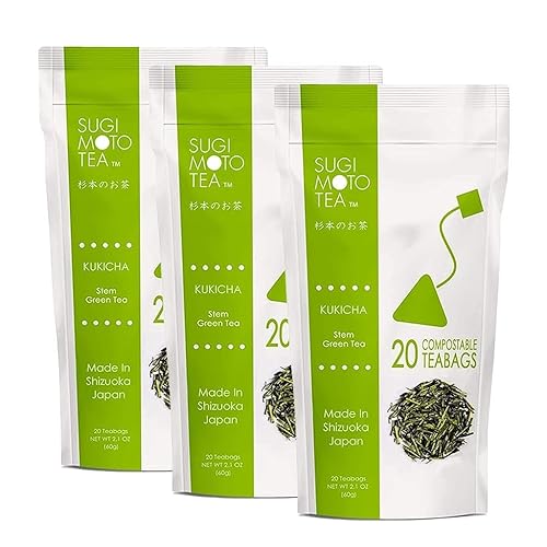 SA Sugimoto Tea Company Relaxing Kukicha  Té verde japonés auténtico  Té ramita  20 bolsitas de té en cada bolsa resellable paquete de 3 disponible en Yaxa Colombia