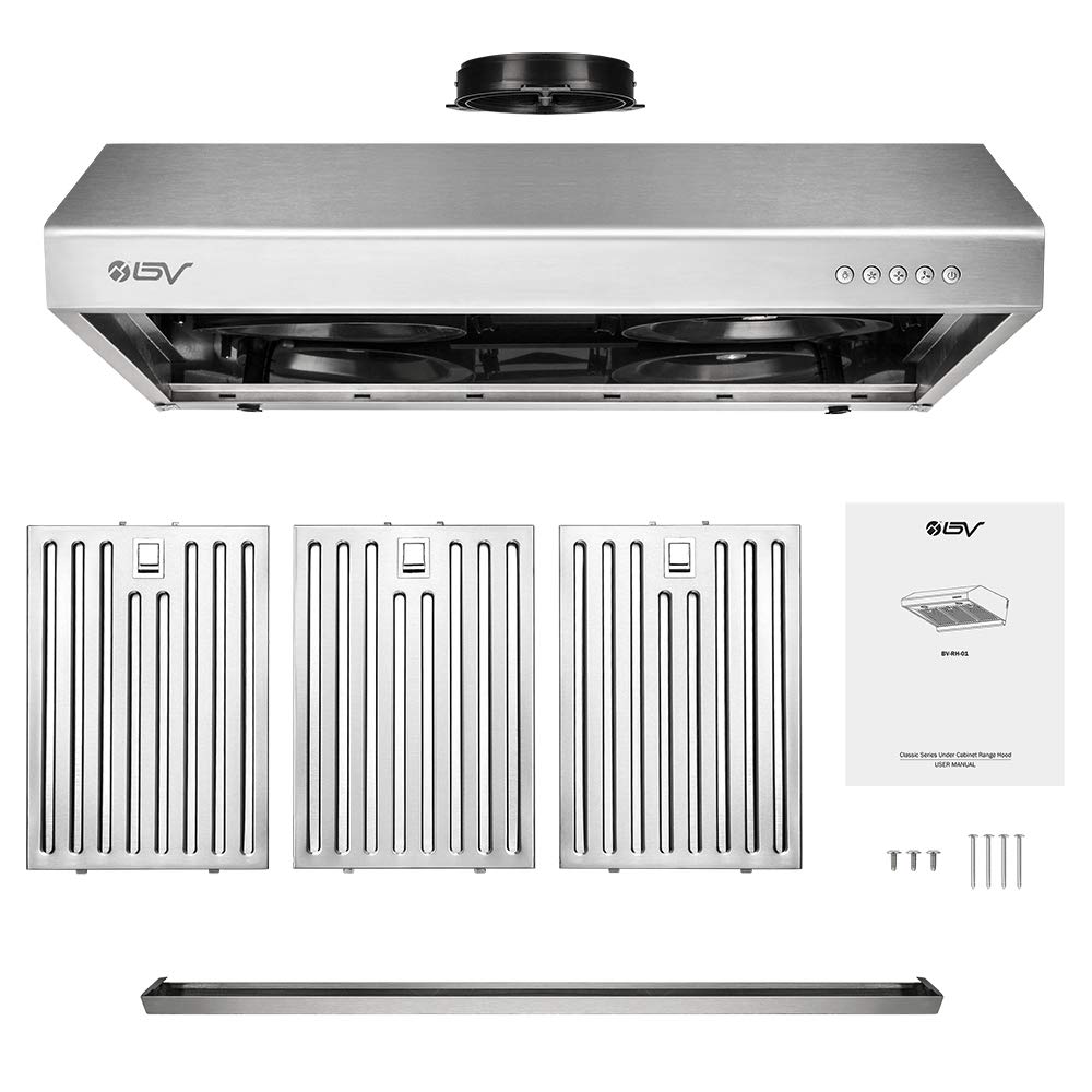 BV Range Hood 30 Inch 750 CFM Under Stainless Steel Kitchen