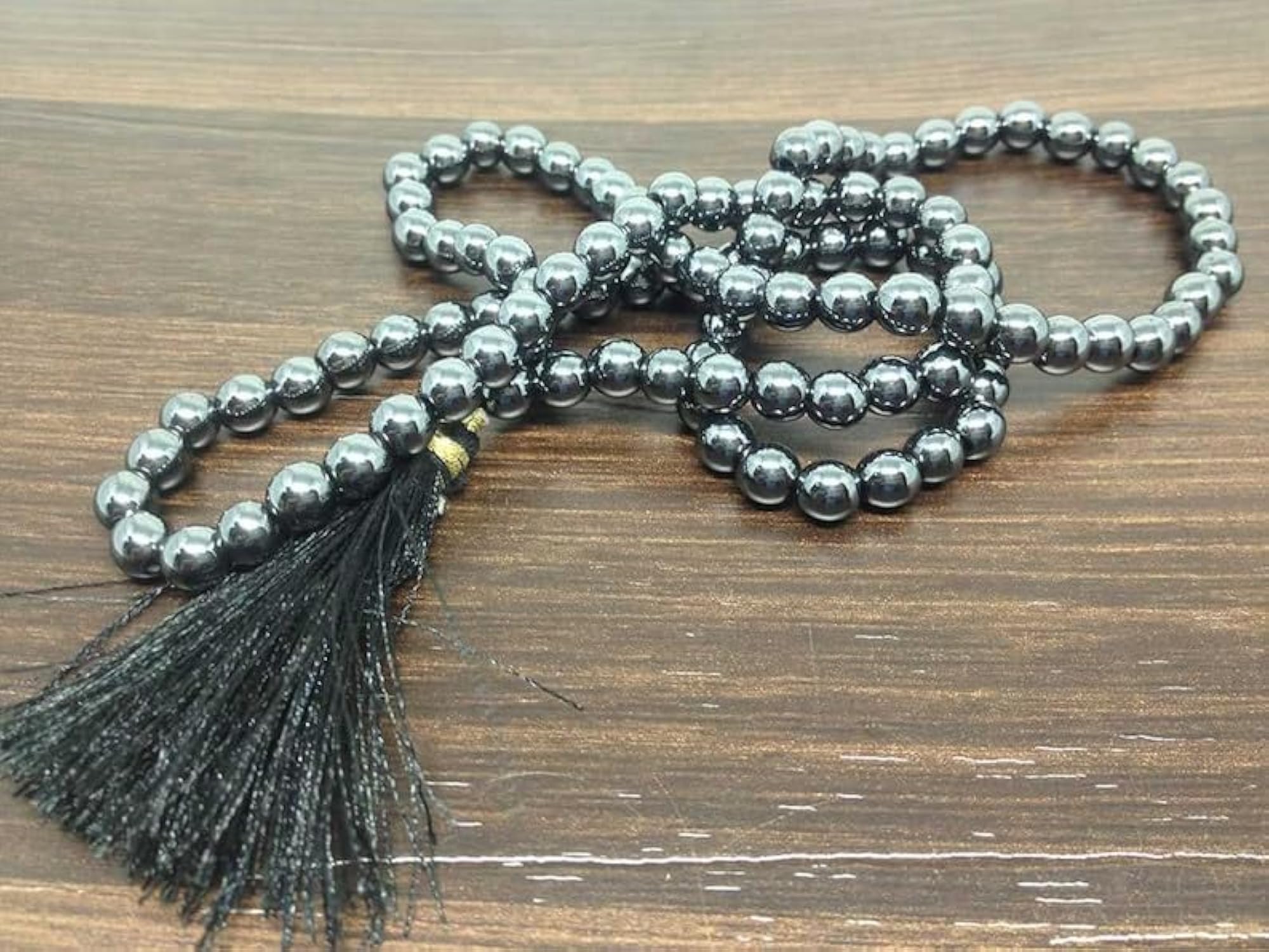 Natural Hematite 6MM Beaded Handmade Prayer Mala Necklace