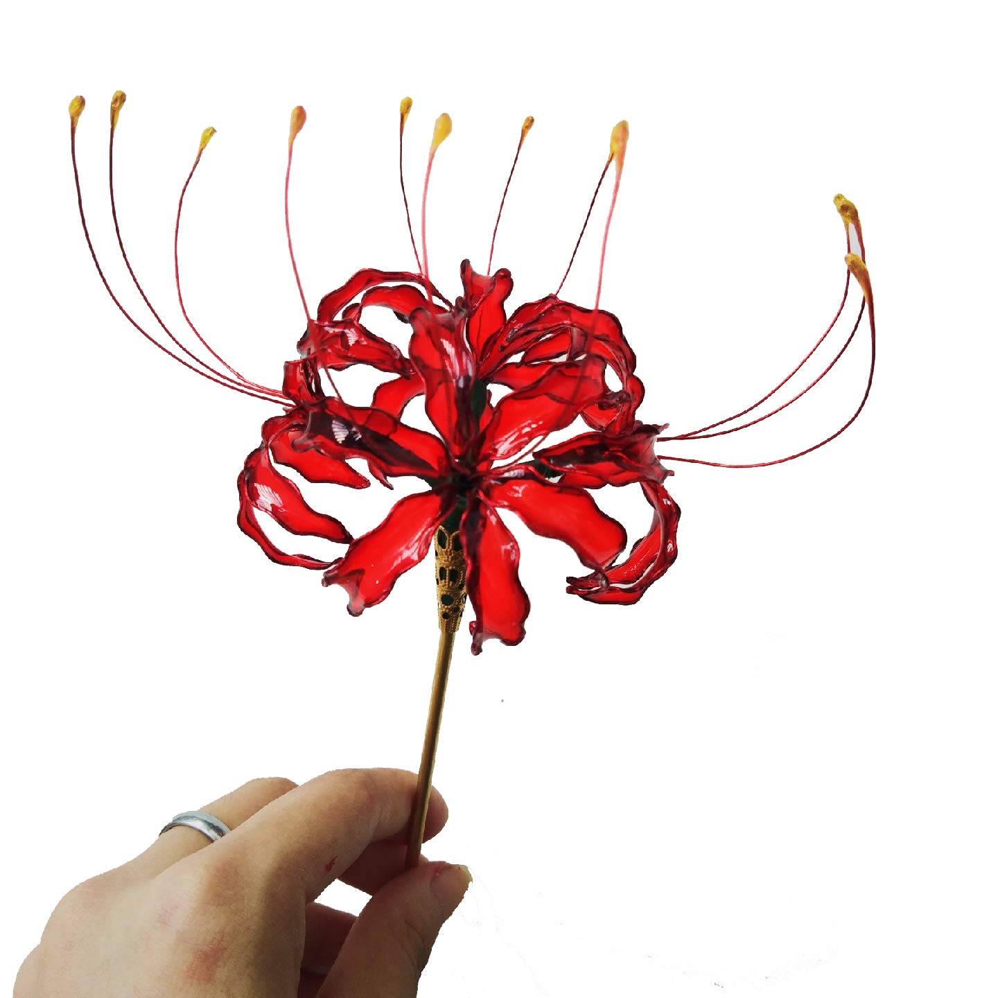 Amazon.co.jp: 美しい 彼岸花 かんざし ヒガンバナ 曼珠沙華 ディップ