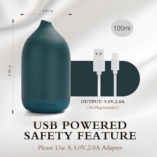 Miniatura 8 de Difusores de aceites esenciales, difusor de aromaterapia para aceites esenciales, difusores de aceite de cerámica de 3.5 fl oz para habitaciones