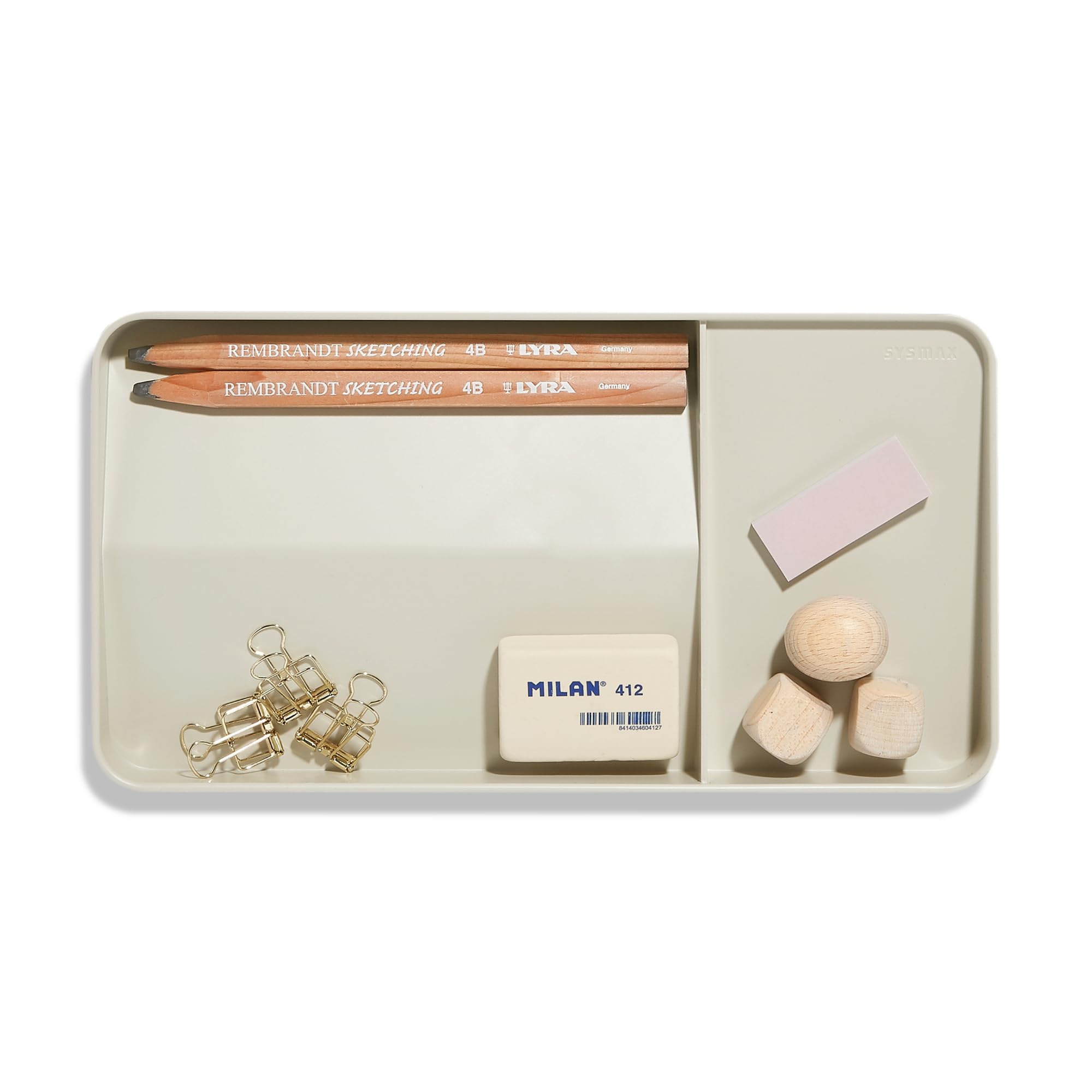 BLUE GINKGO Desk Tray - Korean-Made Organizer for Notes Pens, Pencils, and Accessories (Double-sided, Beige)