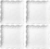 YBK Tech Elegant Square Embossed Lace Plates, Porcelain Dessert Plates for Breakfast Afternoon Tea, Set of 4 (8-inch)