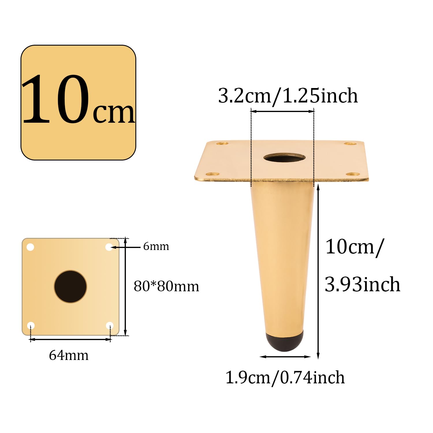 NAKUPENDA Furniture Feet, Pack of 4 Metal Legs for Furniture Furniture Legs, Furniture Feet, Table Legs, Cabinet Feet - Image 4